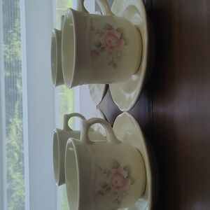Vintage Pfaltzgraff Tea Rose Cup and Saucer‎ Set of 4